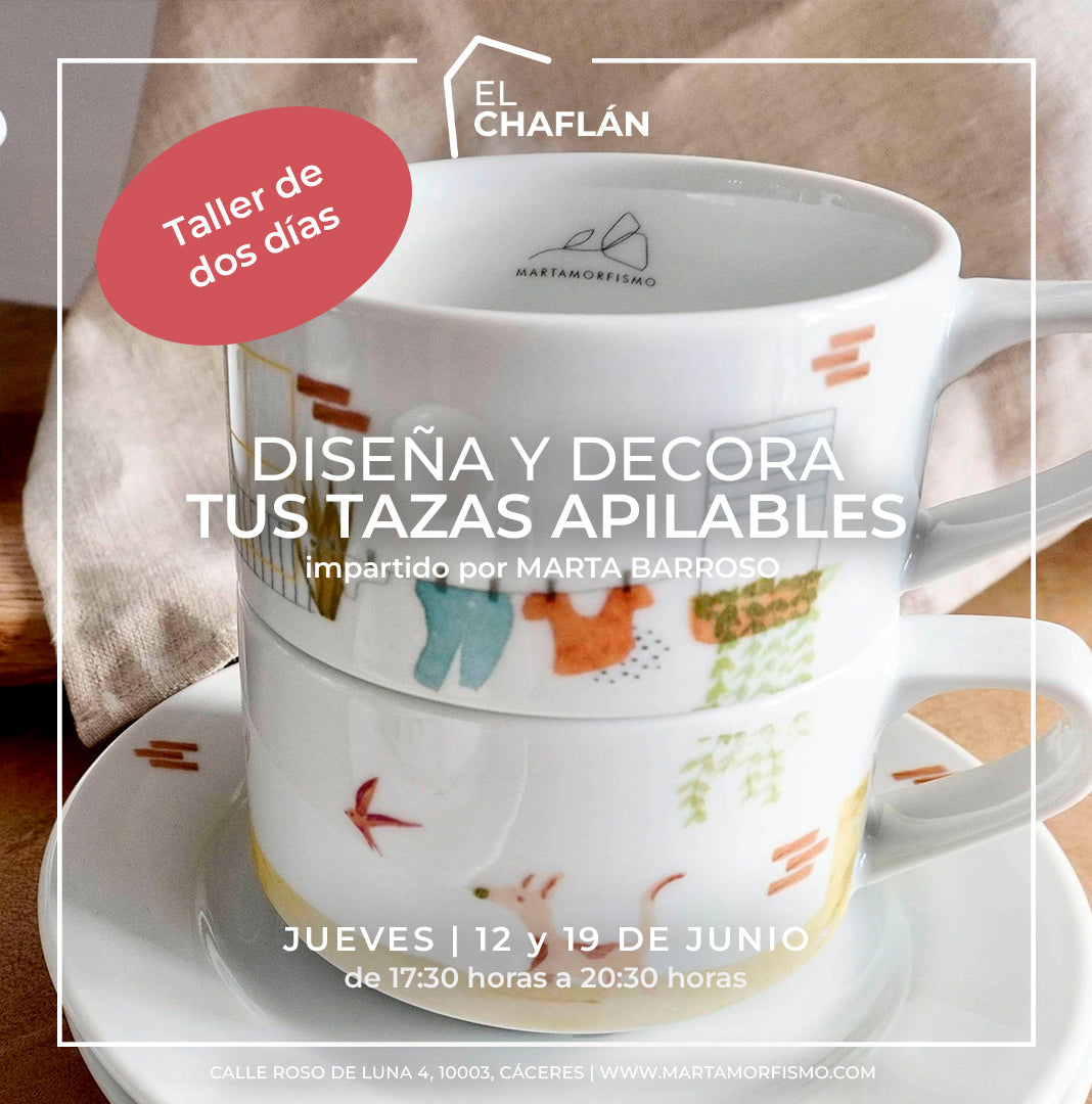 Tu conjunto de café apilado con calcas cerámicas | 12 y 19 -06-2025